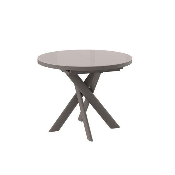 Стол RONALDO-100, круглый раздвижной со стеклом 100(135), КАПУЧИНО/КАПУЧИНО